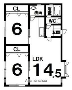 2LDKの間取り画像