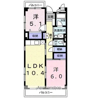 ウイングイースト【1階】の間取り