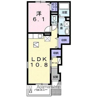 ヴェルデュ B【1階】の間取り