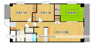 シャルマンフジ堺北【106号室】の間取り