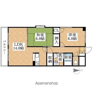 下寺マンション【401号室】の間取り