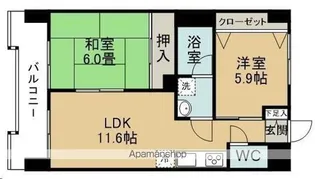 奥江ビルガーデングレース【402号室】の間取り