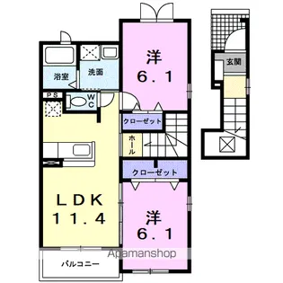 プラシードⅡ【2階】の間取り