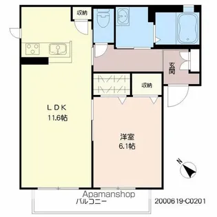 フォレストグリーン名島 C棟【C201号室】の間取り