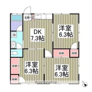 ヤマサンコーポA【1階】の間取り