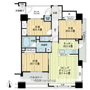 サーパス勝田駅前【8階】の間取り