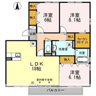 グランディール川尻【1階】の間取り
