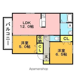 アルメリア土井南A・B棟【A103号室】の間取り