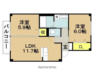 シ・モエール【1階】の間取り