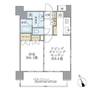エコロジー白山レジデンス【9階】の間取り