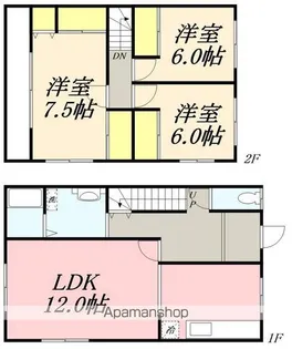 七飯大川メゾネット【C号室】の間取り