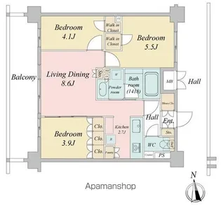 東京都板橋区高島平9丁目【マンション】の間取り