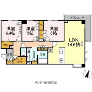プライム フォレスト 百合ケ丘【3階】の間取り