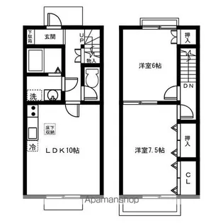 愛知県弥富市鯏浦町【テラスハウス】の間取り