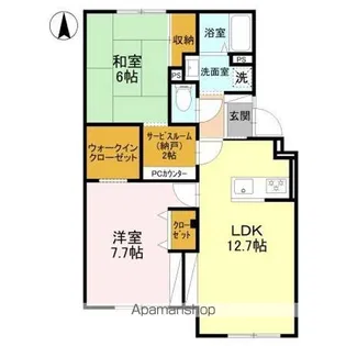 北仁川シティーハイツ【1階】の間取り