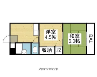 キッポー平野加美【401号室】の間取り