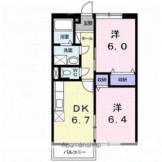 メゾンド シャトリエ Ⅱ【2階】の間取り