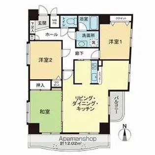 ライオンズマンション中の島第2【704号室】の間取り