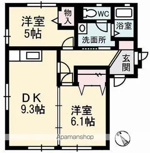 2DKの間取り画像