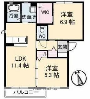 サンフィット【A202号室】の間取り