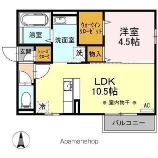 ナチュール医大西A【105号室】の間取り
