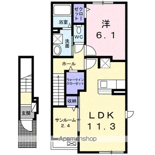 フルール B【2階】の間取り