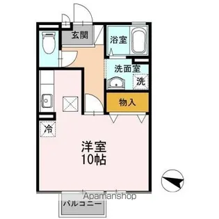 岩輝ハイツ ニ号館【1階】の間取り