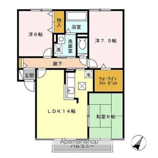 サニーハイツ ナカミチ【1階】の間取り