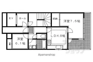カバーロ京都御池【302号室】の間取り