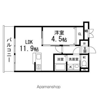 ARRIVARE仙台東【206号室】の間取り