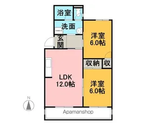 2LDKの間取り画像