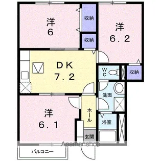 パティオラルジュ B棟【1階】の間取り