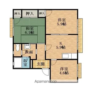 サンハイツA棟【101号室】の間取り