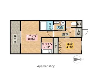 ブルースカイ唐船【1階】の間取り