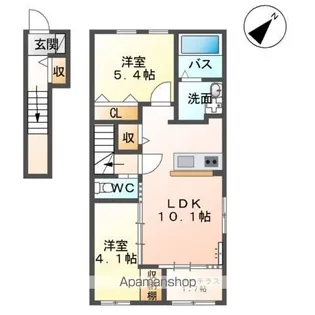 ルミーナ開成【201号室】の間取り