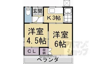 バンブーハイツ【202号室】の間取り