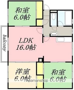 サンリバーオタモイII【4階】の間取り