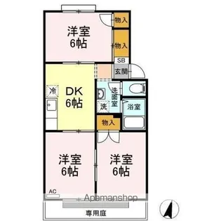 グリーンパーク佐伯 A棟【1階】の間取り