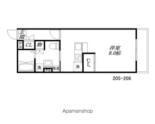 グレイス長等【205号室】の間取り