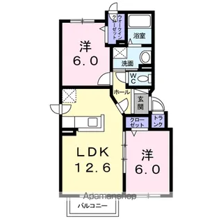 ソレイユ西町B【2階】の間取り