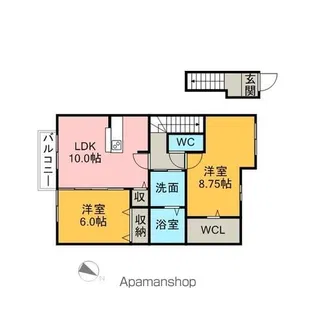 カーミー・呉竹 A棟【2階】の間取り