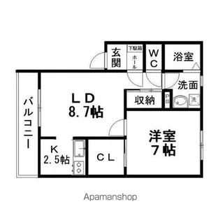 ラピュタルーチェ【105号室】の間取り