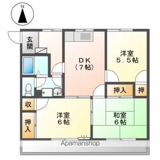 ラフィーネ石尾台【2階】の間取り