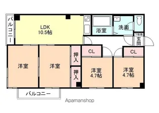 リバーサイドマンション【2-D号室】の間取り