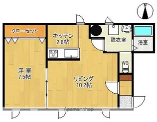 カトルカール帯広 プレミアフォート【2R号室】の間取り