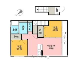 ガードヴァレイ万田Ⅰ Ⅱ【Ⅰ201号室】の間取り