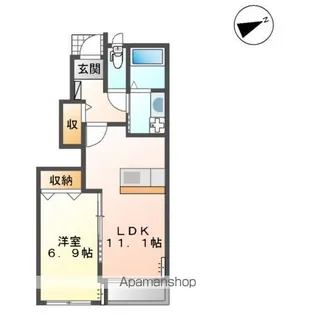 ウエストヴィラA【1階】の間取り