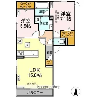 オークグレイス【102号室】の間取り