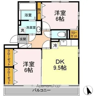 クレセント【2階】の間取り