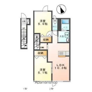 ベレッツァ【202号室】の間取り